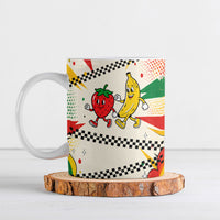 Support Your Fruity Friends Love Wins Gay Pride Ceramic Mug LGBTQ Retro 30s Cartoon Checkered