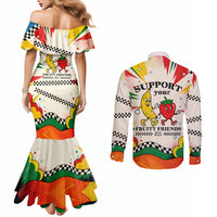 Support Your Fruity Friends Love Wins Gay Pride Couples Matching Mermaid Dress and Long Sleeve Button Shirt LGBTQ Retro 30s Cartoon Checkered