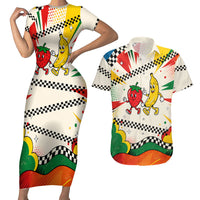 Support Your Fruity Friends Love Wins Gay Pride Couples Matching Short Sleeve Bodycon Dress and Hawaiian Shirt LGBTQ Retro 30s Cartoon Checkered