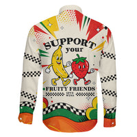 Support Your Fruity Friends Love Wins Gay Pride Family Matching Off The Shoulder Long Sleeve Dress and Hawaiian Shirt LGBTQ Retro 30s Cartoon Checkered