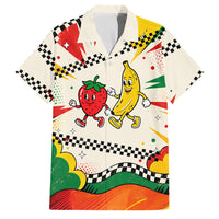 Support Your Fruity Friends Love Wins Gay Pride Family Matching Short Sleeve Bodycon Dress and Hawaiian Shirt LGBTQ Retro 30s Cartoon Checkered