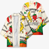 Support Your Fruity Friends Love Wins Gay Pride Kimono LGBTQ Retro 30s Cartoon Checkered