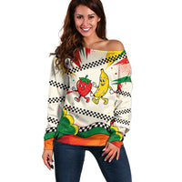 Support Your Fruity Friends Love Wins Gay Pride Off Shoulder Sweater LGBTQ Retro 30s Cartoon Checkered
