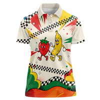 Support Your Fruity Friends Love Wins Gay Pride Women Polo Shirt LGBTQ Retro 30s Cartoon Checkered