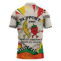 Support Your Fruity Friends Love Wins Gay Pride Zipper Polo Shirt LGBTQ Retro 30s Cartoon Checkered