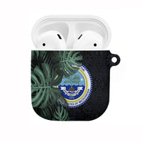Federated States Of Micronesia AirPods Case FSM Tropical Monstera Leaf Dark Tribal Pattern