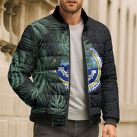 Federated States Of Micronesia Bomber Puffer Jacket FSM Tropical Monstera Leaf Dark Tribal Pattern TS04 - Polynesian Pride