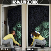 Federated States Of Micronesia Door Cover FSM Tropical Monstera Leaf Dark Tribal Pattern TS04 - Polynesian Pride