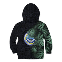 Federated States Of Micronesia Kid Hoodie FSM Tropical Monstera Leaf Dark Tribal Pattern TS04 - Polynesian Pride