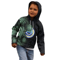 Federated States Of Micronesia Kid Hoodie FSM Tropical Monstera Leaf Dark Tribal Pattern TS04 - Polynesian Pride