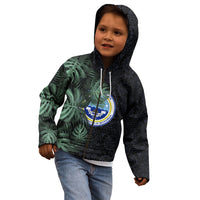 Federated States Of Micronesia Kid Hoodie FSM Tropical Monstera Leaf Dark Tribal Pattern TS04 - Polynesian Pride