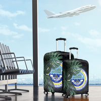 Federated States Of Micronesia Luggage Cover FSM Tropical Monstera Leaf Dark Tribal Pattern TS04 - Polynesian Pride