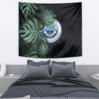 Federated States Of Micronesia Tapestry FSM Tropical Monstera Leaf Dark Tribal Pattern TS04 - Polynesian Pride