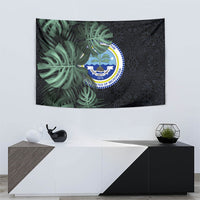 Federated States Of Micronesia Tapestry FSM Tropical Monstera Leaf Dark Tribal Pattern TS04 - Polynesian Pride