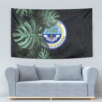 Federated States Of Micronesia Tapestry FSM Tropical Monstera Leaf Dark Tribal Pattern TS04 - Polynesian Pride