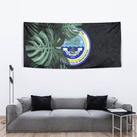Federated States Of Micronesia Tapestry FSM Tropical Monstera Leaf Dark Tribal Pattern TS04 - Polynesian Pride