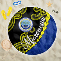 Federated States Of Micronesia FSM Beach Blanket Pacific Islander Tribal Swirl Geometric Pattern TS04 One Size 150cm Black Blue - Polynesian Pride