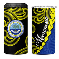 Federated States Of Micronesia FSM 4 in 1 Can Cooler Tumbler Pacific Islander Tribal Swirl Geometric Pattern TS04 One Size: 16 oz Black Blue - Polynesian Pride