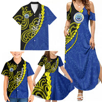 Federated States Of Micronesia FSM Family Matching Summer Maxi Dress and Hawaiian Shirt Pacific Islander Tribal Swirl Geometric Pattern TS04 - Polynesian Pride