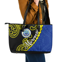 Federated States Of Micronesia FSM Leather Tote Bag Pacific Islander Tribal Swirl Geometric Pattern TS04 - Polynesian Pride