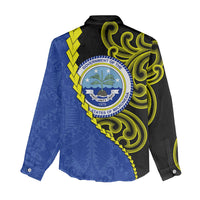 Federated States Of Micronesia FSM Women Casual Shirt Pacific Islander Tribal Swirl Geometric Pattern TS04 - Polynesian Pride