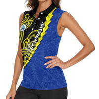 Federated States Of Micronesia FSM Women Sleeveless Polo Shirt Pacific Islander Tribal Swirl Geometric Pattern TS04 - Polynesian Pride