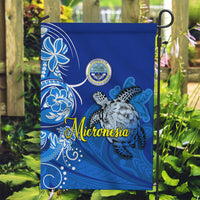 Micronesia Sea Turtle Garden Flag Federated States Of Micronesia Tribal Floral Pattern TS04 Garden Flag Blue White - Polynesian Pride