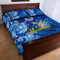 Micronesia Sea Turtle Quilt Bed Set Federated States Of Micronesia Tribal Floral Pattern TS04 - Polynesian Pride
