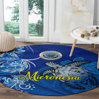 Micronesia Sea Turtle Round Carpet Federated States Of Micronesia Tribal Floral Pattern