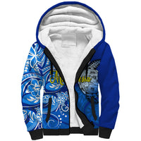 Micronesia Sea Turtle Sherpa Hoodie Federated States Of Micronesia Tribal Floral Pattern TS04 Unisex Blue White - Polynesian Pride