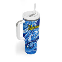 Micronesia Sea Turtle Tumbler With Handle Federated States Of Micronesia Tribal Floral Pattern TS04 - Polynesian Pride