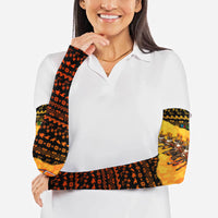 Tropical Christmas In July Santa Claus Arm Sleeves Festive Hawaiian With Beach Reindeer Sleigh
