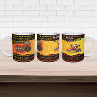 Tropical Christmas In July Santa Claus Ceramic Mug Festive Hawaiian With Beach Reindeer Sleigh