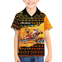 Tropical Christmas In July Santa Claus Family Matching Mermaid Dress and Hawaiian Shirt Festive Hawaiian With Beach Reindeer Sleigh