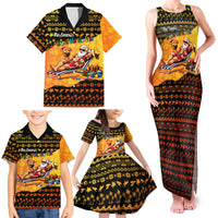 Tropical Christmas In July Santa Claus Family Matching Tank Maxi Dress and Hawaiian Shirt Festive Hawaiian With Beach Reindeer Sleigh