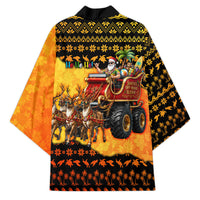Tropical Christmas In July Santa Claus Kimono Festive Hawaiian With Beach Reindeer Sleigh