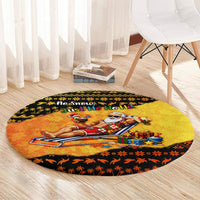 Tropical Christmas In July Santa Claus Round Carpet Festive Hawaiian With Beach Reindeer Sleigh
