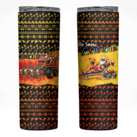 Tropical Christmas In July Santa Claus Skinny Tumbler Festive Hawaiian With Beach Reindeer Sleigh