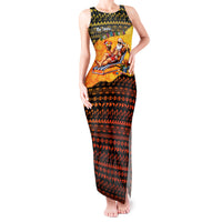 Tropical Christmas In July Santa Claus Tank Maxi Dress Festive Hawaiian With Beach Reindeer Sleigh