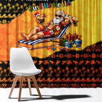 Tropical Christmas In July Santa Claus Window Curtain Festive Hawaiian With Beach Reindeer Sleigh
