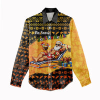 Tropical Christmas In July Santa Claus Women Casual Shirt Festive Hawaiian With Beach Reindeer Sleigh