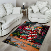 Tropical Christmas In July Candy Cane Surf Area Rug Vibrant Street Art Beach Graffiti Graphic