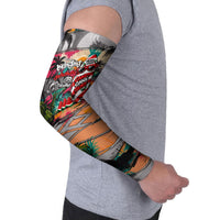 Tropical Christmas In July Candy Cane Surf Arm Sleeves Vibrant Street Art Beach Graffiti Graphic