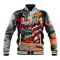 Tropical Christmas In July Candy Cane Surf Baseball Jacket Vibrant Street Art Beach Graffiti Graphic