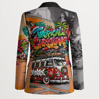 Tropical Christmas In July Candy Cane Surf Blazer Vibrant Street Art Beach Graffiti Graphic