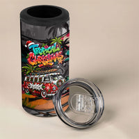 Tropical Christmas In July Candy Cane Surf 4 in 1 Can Cooler Tumbler Vibrant Street Art Beach Graffiti Graphic