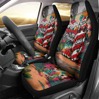 Tropical Christmas In July Candy Cane Surf Car Seat Cover Vibrant Street Art Beach Graffiti Graphic