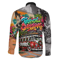 Tropical Christmas In July Candy Cane Surf Family Matching Mermaid Dress and Hawaiian Shirt Vibrant Street Art Beach Graffiti Graphic