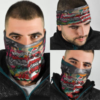 Tropical Christmas In July Candy Cane Surf Neck Gaiter Vibrant Street Art Beach Graffiti Graphic