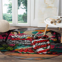 Tropical Christmas In July Candy Cane Surf Round Carpet Vibrant Street Art Beach Graffiti Graphic